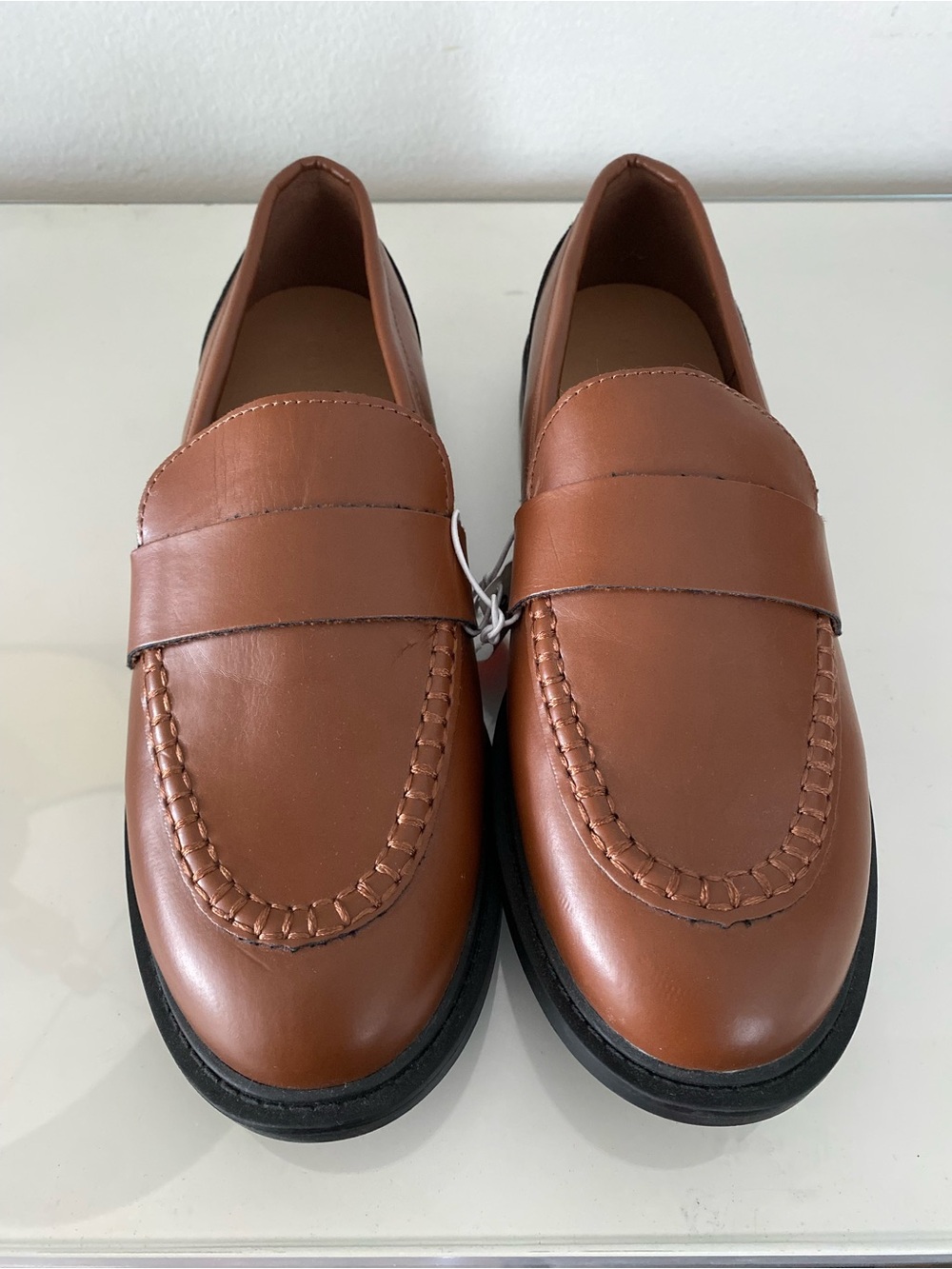 Old Navy Tan Leather Penny Loafers - Slip-On Dress Casual